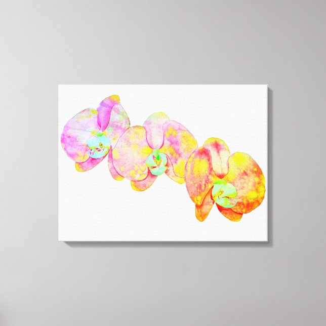 Karibische Orchideen, tropische Blume Leinwanddruck (Vorderseite)