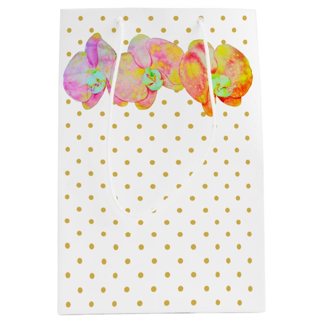 Karibische Orchideen, tropische Blume Mittlere Geschenktüte (Vorderseite)