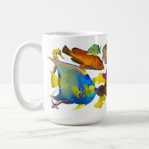 Karibische Riff-Fisch-Menagerie in farbenfrohen De Kaffeetasse