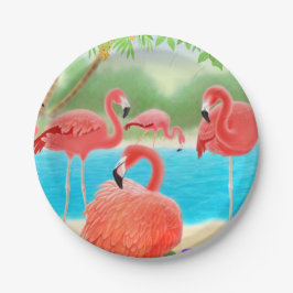 Karibische rosa Flamingo-Vogel-PapierTeller Pappteller