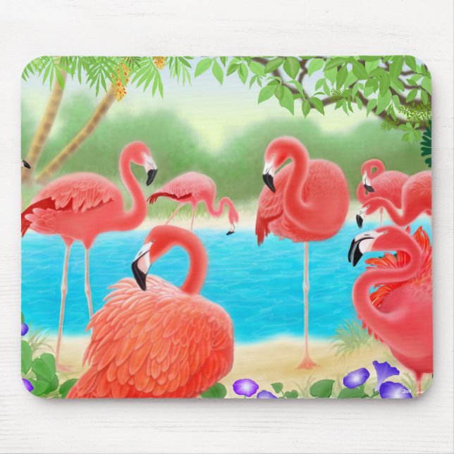 Karibische rosa Flamingos Mousepad (Vorne)