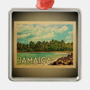 Karibische Verzierungs-Vintage Reise Jamaikas Silbernes Ornament