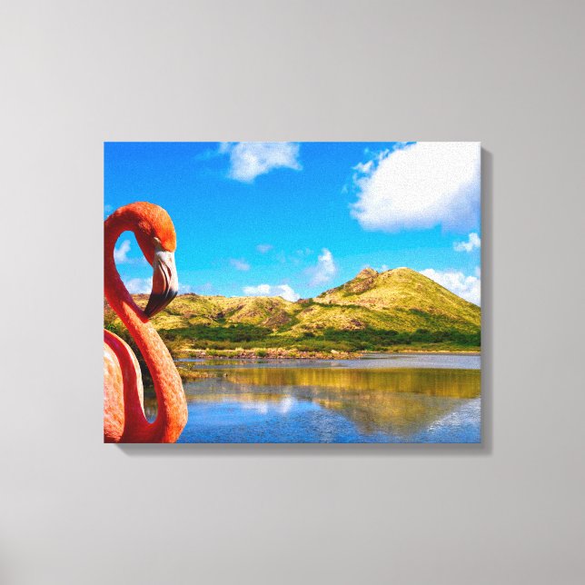 Karibischer Flamingo auf St. Kitts Triptych Leinwanddruck (Vorderseite)