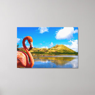 Karibischer Flamingo auf St. Kitts Triptych Leinwanddruck