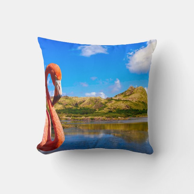 Karibischer Flamingo in St. Kitts Kissen Kissen (Vorderseite)