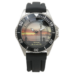 Karibischer Sonnenuntergang tropisch Armbanduhr
