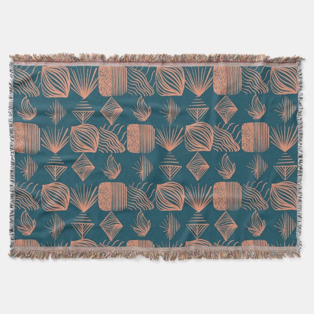 Karibischer Stammbaum: Aquamarin, Coral Throw Decke (Vorderseite)