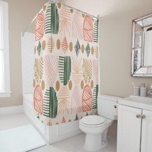 Karibischer Stammbaum: Boho Dark Green, Pink Duschvorhang