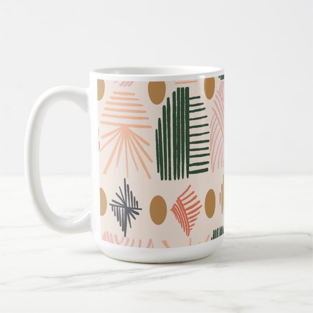 Karibischer Stammbaum: Boho Dark Green, Pink Kaffeetasse (Links)