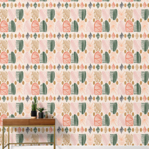 Karibischer Stammbaum: Boho Dark Green, Pink Tapete