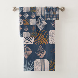 Karibischer Stammbaum: Navy Blue, Boho Badhandtuch Set