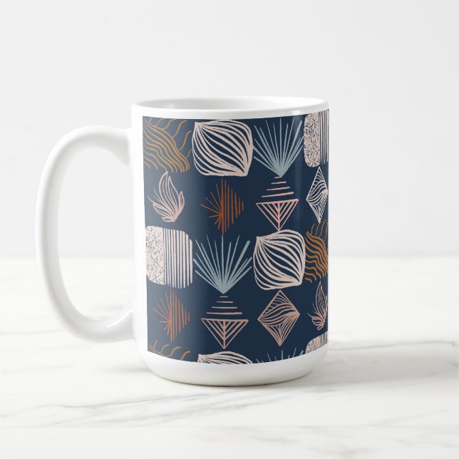 Karibischer Stammbaum: Navy Blue, Boho Kaffeetasse (Links)