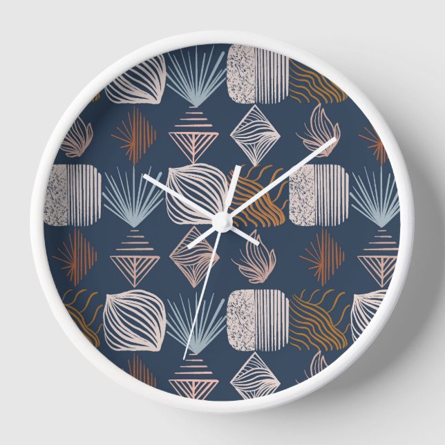 Karibischer Stammbaum: Navy Blue, Boho Uhr (Vorderseite)