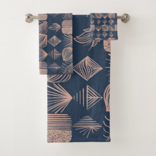Karibischer Stammbaum: Navy Blue, Pink Badhandtuch Set