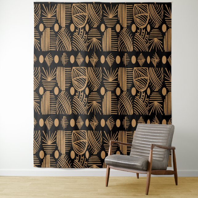 Karibischer Stammbaum: Schwarz, Gold Wandteppich (Beispiel)