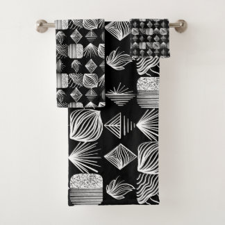 Karibischer Stammbaum - Schwarz & Weiß, Badhandtuch Set
