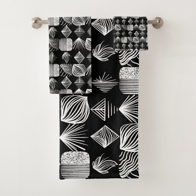 Karibischer Stammbaum - Schwarz & Weiß, Badhandtuch Set (Insitu)