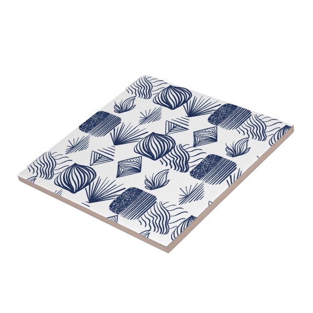 Karibischer Stammbaum: Weiß, Navy Blue Fliese (Seite)