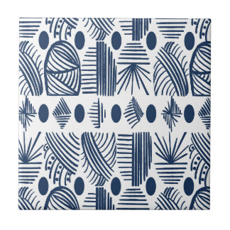 Karibischer Stammbaum: Weiß, Navy Blue Fliese