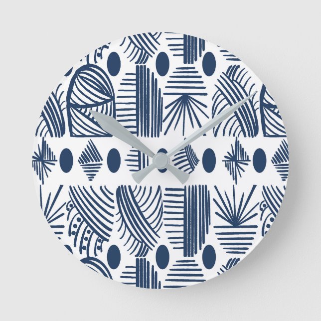 Karibischer Stammbaum: Weiß, Navy Blue Runde Wanduhr (Vorderseite)