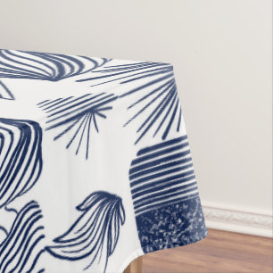 Karibischer Stammbaum: Weiß, Navy Blue Tischdecke