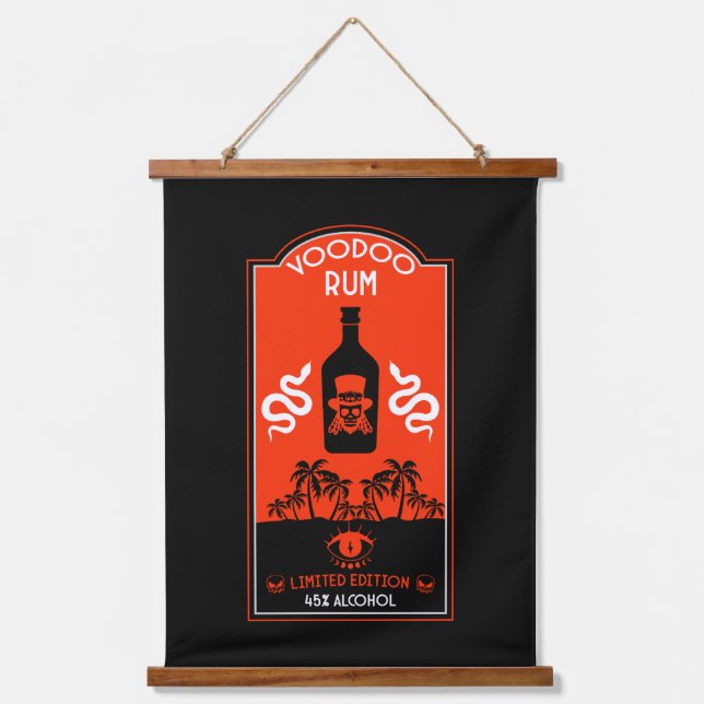 Karibischer Voodoo Rum Wandteppich Mit Holzrahmen (Vorderseite)