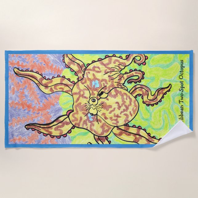 Karibischer Zweifleck-Oktopus Strandtuch (Vorderseite)