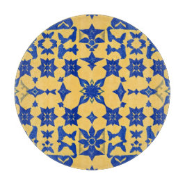 Karibisches Blau-Gold-Fliesenmotiv Azulejo Schneidebrett