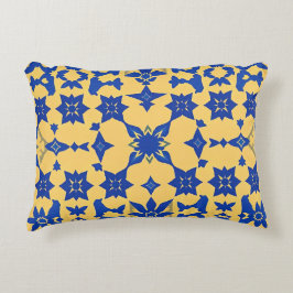 Karibisches Blau-Gold-Fliesenmotiv Muster Azulejo Dekokissen