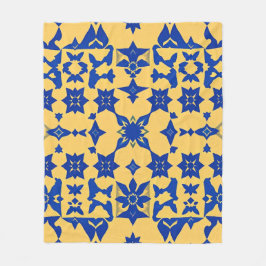 Karibisches Blau-Gold-Fliesenmotiv Muster Azulejo Fleecedecke