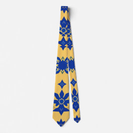 Karibisches Blau-Gold-Fliesenmotiv Muster Azulejo Krawatte