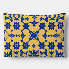 Karibisches Blau-Gold-Fliesenmotiv Muster Azulejo Zubehörtasche