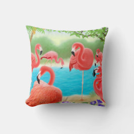 Karibisches Flamingo-Lagune-Kissen Kissen