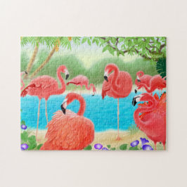 Karibisches Flamingo-Lagune-Puzzlespiel Puzzle