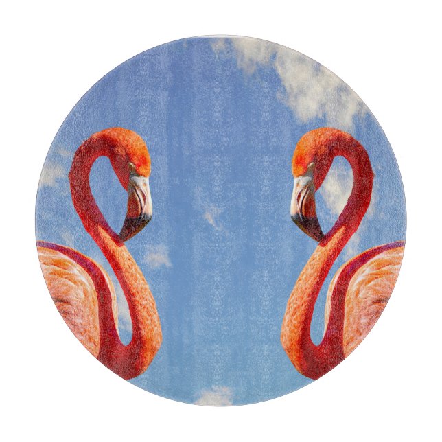 Karibisches Flamingo-Paar Schneidebrett (Vorderseite)