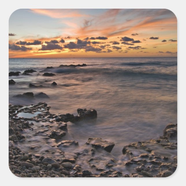 Karibisches Meer, Kaimaninseln. Abstürze 2 Quadratischer Aufkleber (Vorderseite)