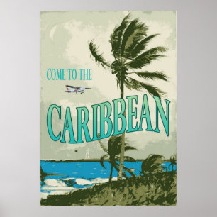 Karibisches Vintages Reise-Plakat Poster