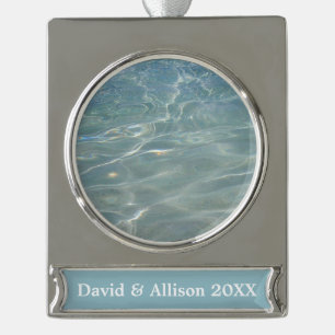 Karibisches Wasser Abstract Blau Natur Banner-Ornament Silber