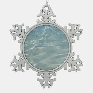 Karibisches Wasser Abstract Blau Natur Schneeflocken Zinn-Ornament