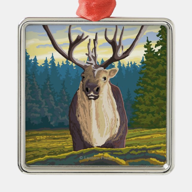 Karibu im wilden - Yellowstone-Staatsangehöriger Ornament Aus Metall (Vorne)