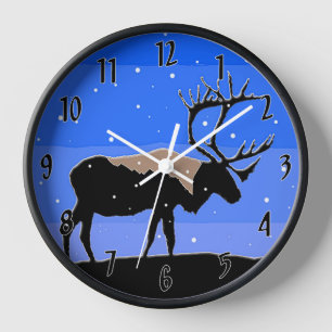 Karibu im Winter - Originale Wildlife-Kunst Uhr