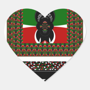 Karibu Kenya: Vibrant National Flag Colors Design Herz-Aufkleber