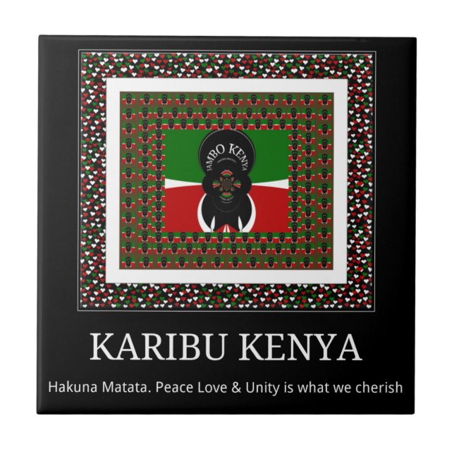 Karibu Kenya: Vibrant National Flag Colors Hakuna Fliese (Vorderseite)