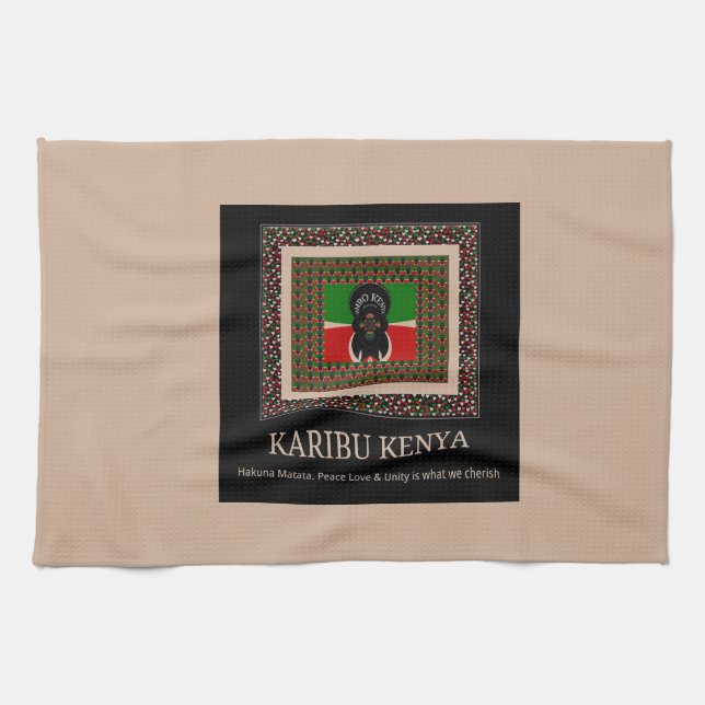 Karibu Kenya: Vibrant National Flag Colors Hakuna Geschirrtuch (Horizontal)