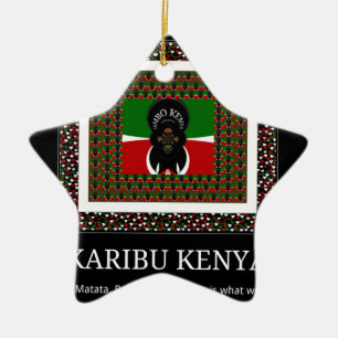 Karibu Kenya: Vibrant National Flag Colors Hakuna Keramik Ornament
