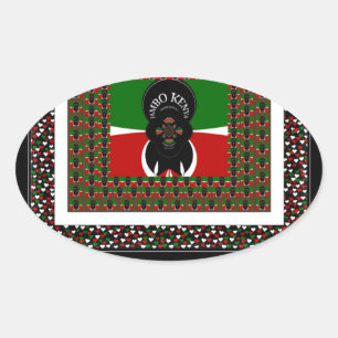 Karibu Kenya: Vibrant National Flag Colors Hakuna Ovaler Aufkleber