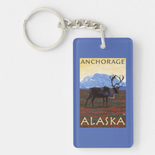 Karibu-Szene - Anchorage, Alaska Schlüsselanhänger
