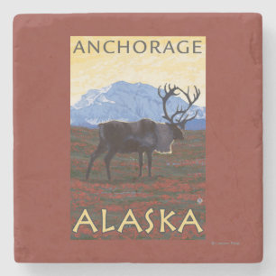 Karibu-Szene - Anchorage, Alaska Steinuntersetzer