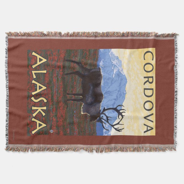 Karibu-Szene - Cordova, Alaska Decke (Vorderseite)