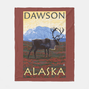 Karibu-Szene - Dawson, Alaska Fleecedecke